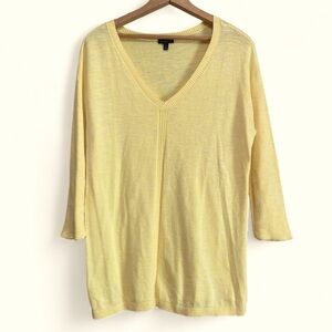 Talbots Butter Yellow Long Sleeve Lightweight Sweater Size S Rib Detailed Sleeve